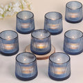 DARJEN Blue Ribbed Tealight Votive Candle Holders Set of 10- Votive Candle by DARJEN