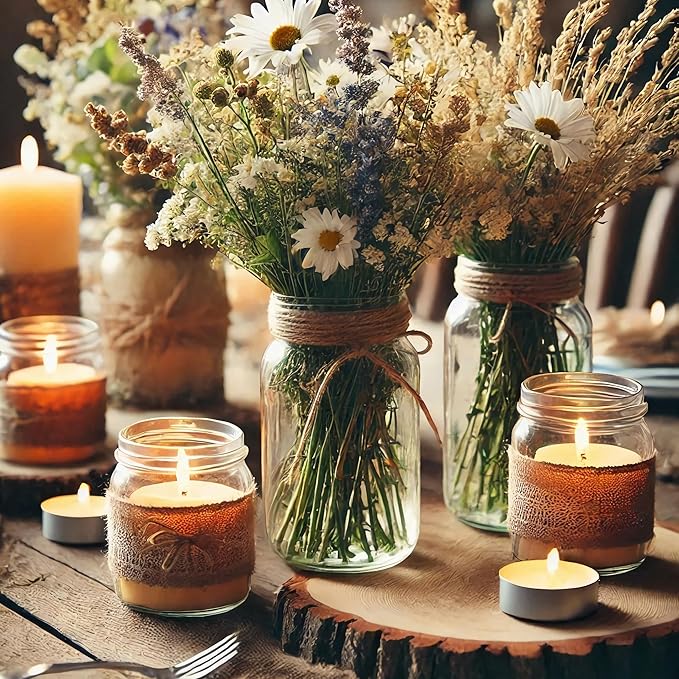 Vintage Glass Flower Vase，24 Pack Farmhouse Transparent White Glass Centerpiece - Image 5