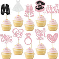Gyufise 30Pcs She Said Yes Cupcake Toppers Glitter Diamond Ring I Do Love by Gyufise