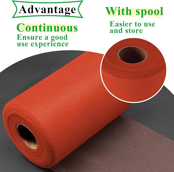 Terracotta Tulle Fabric Rolls 6 Inch by 100 Yards Fabric Spool Tulle Ribbon - Image 4