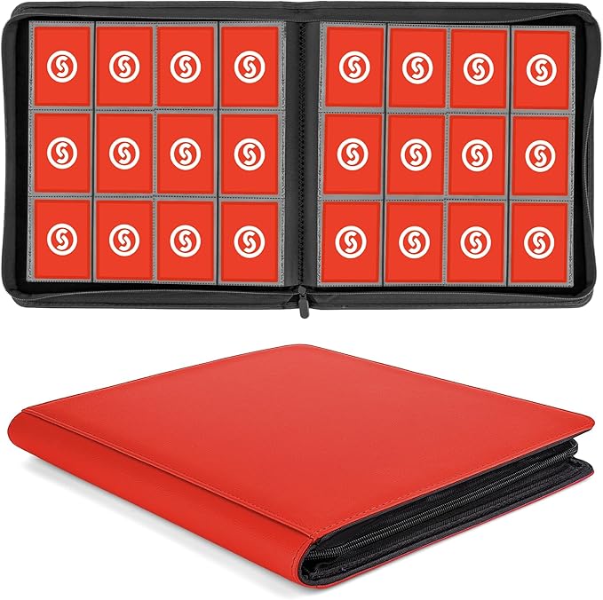 SMYV 12 Pocket Trading Card Binder, Premium PU Cover Card Binder by SMYV