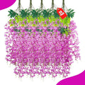 24 Pack Purple Red Wisteria Hanging Flowers, 3.4 Ft Fake Hanging Flowers by ZEBMOON