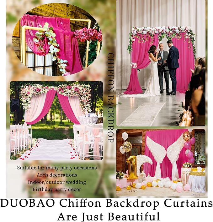 DUOBAO Hot Pink Chiffon Backdrop Curtains - Image 6
