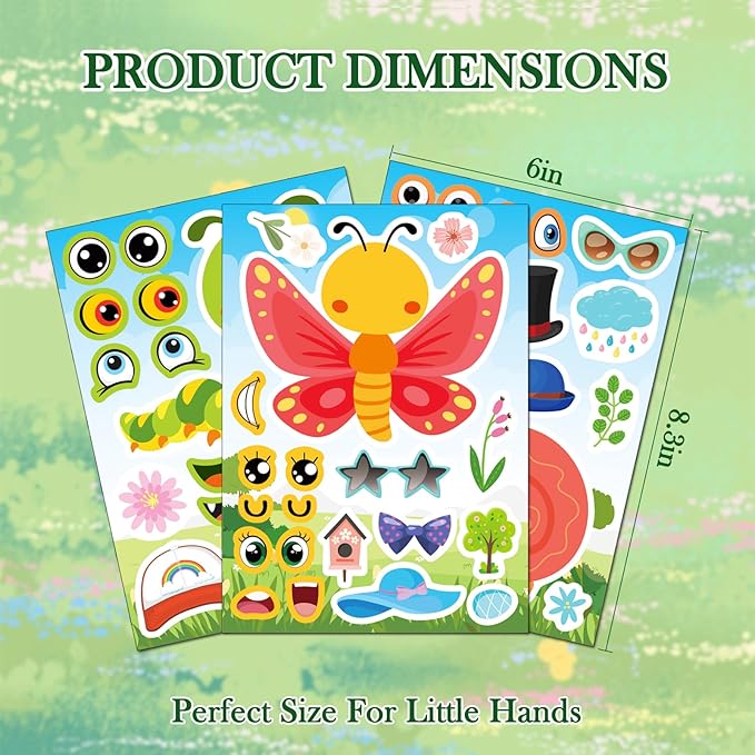 Aowplc 32 Sheets Insect Make-a-Face Stickers - Image 6