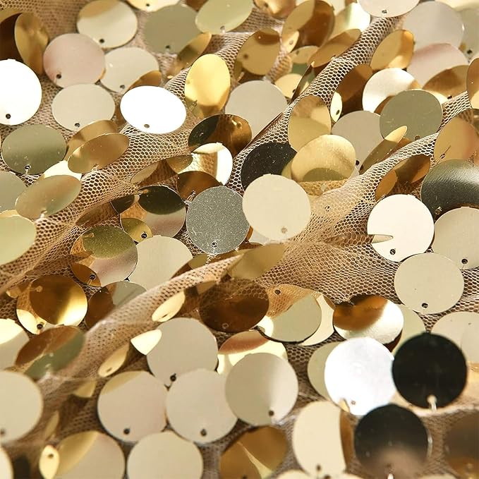 HH 9x9FT Big Gold Sequin Payette Backdrop Curtains Panels, Shimmer Sequin - Image 4
