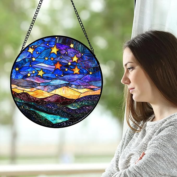 Stained Glass Window Hanging, Men Mom 7.8 in - Image 2