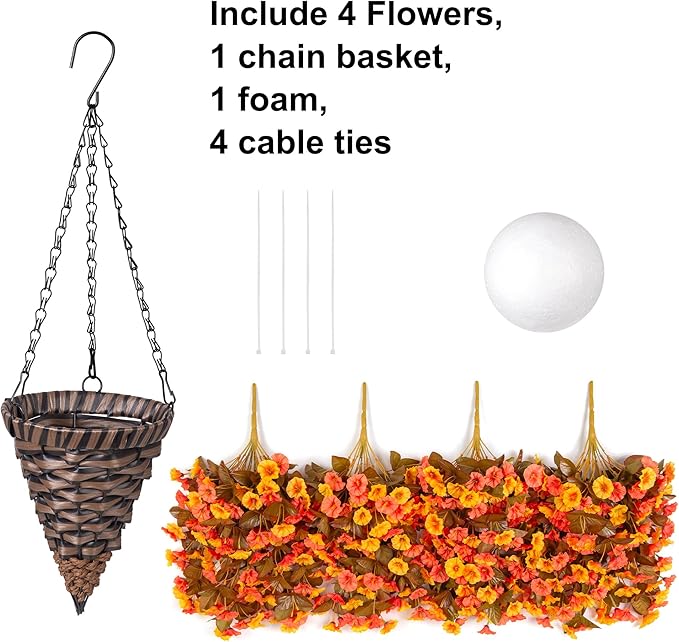Artificial Fall Fake Hanging Flowers Plants Basket - Image 3