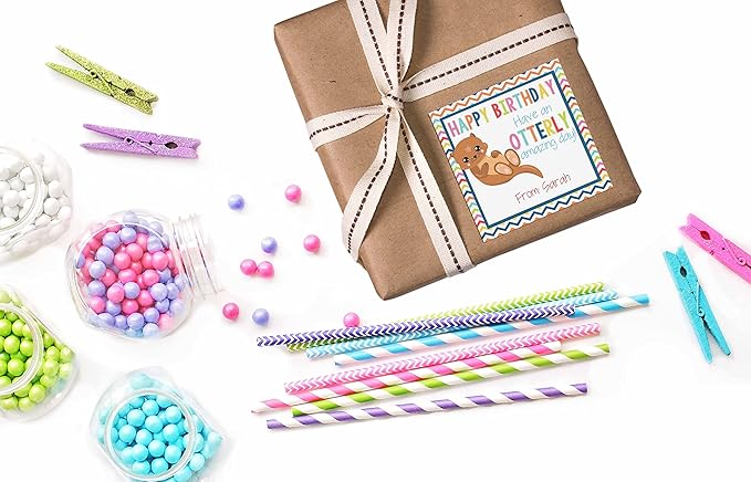 Custom & Personalized Adorable Otter Otterly Amazing Happy Birthday Gift Tag - Image 5