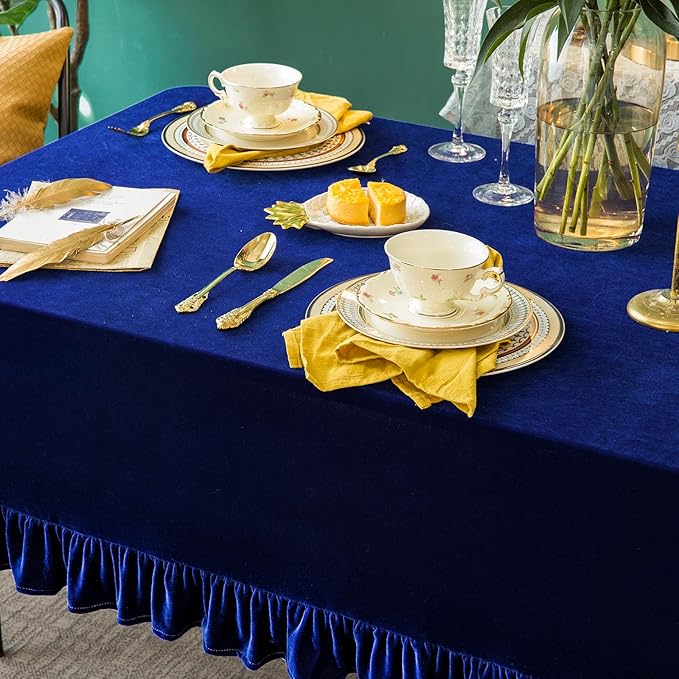 Velvet Tablecloth Luxurious Solid Rectangle Table Cloth, Oblong Retro Farmhouse - Image 8
