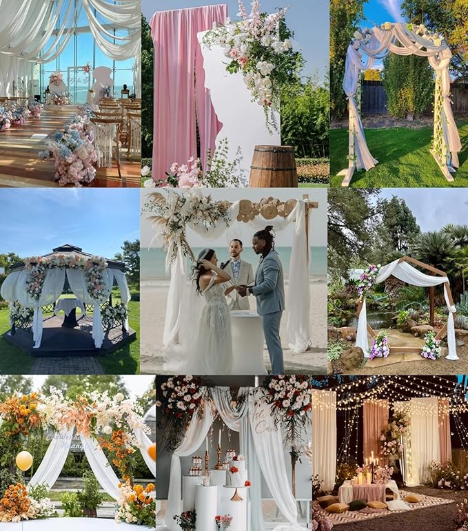 Nude Wedding Arch Draping Fabric 2 Panels 29" x 20 FT Coffee Drapes - Image 5