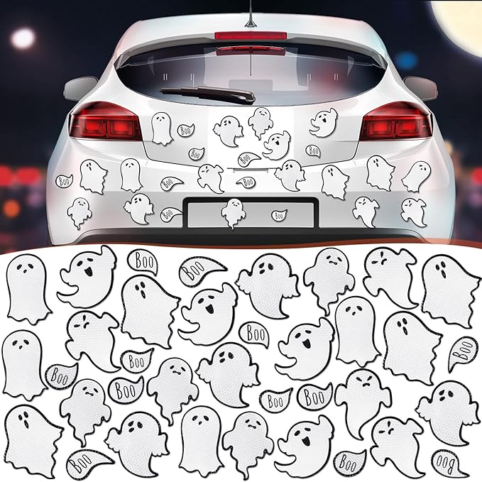 Chinco 36 Pcs Halloween Ghost Car Magnets Reflective Ghost Boo Refrigerator by Chinco