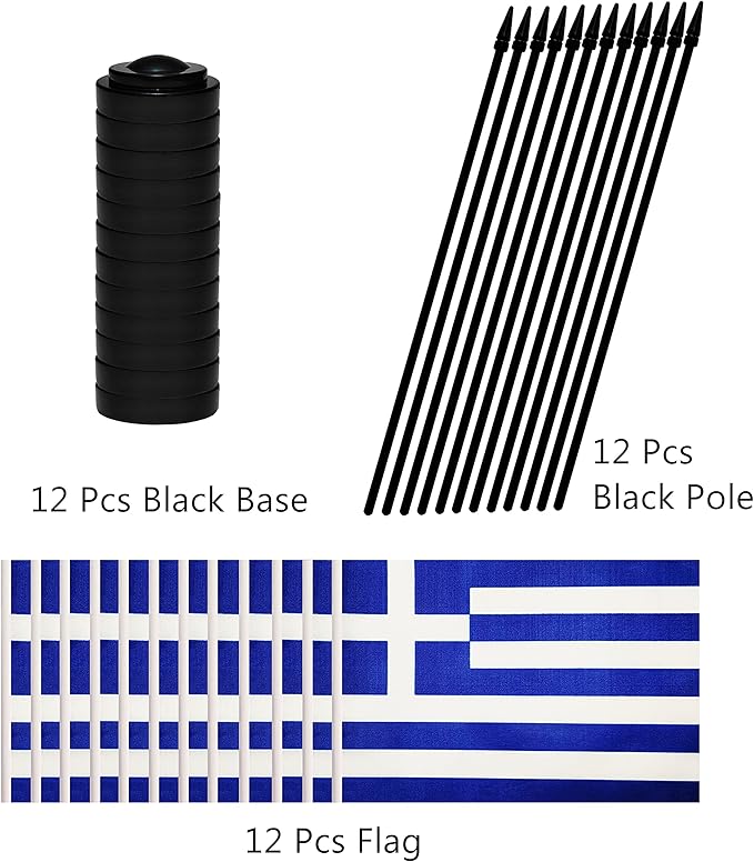 12 Pack Greece Desk Flags Set, Greek Small Mini Table Office Flags - Image 3