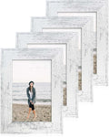 4x6 Picture Frame Set of 4, High Definition Glass Distressed White Frame by iRahmen