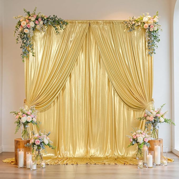 Outpain Thick 20 ft x 10 ft Gold Sequin Backdrop Curtain by Outpain