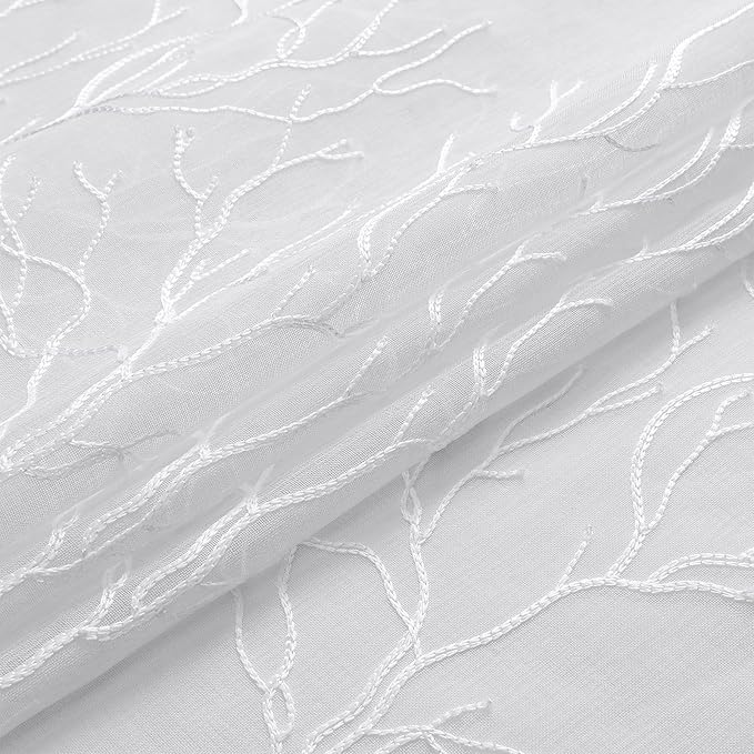 VISIONTEX Sheer Curtains 84 inch Length 2 Panels Set, Decorative White Coral - Image 5