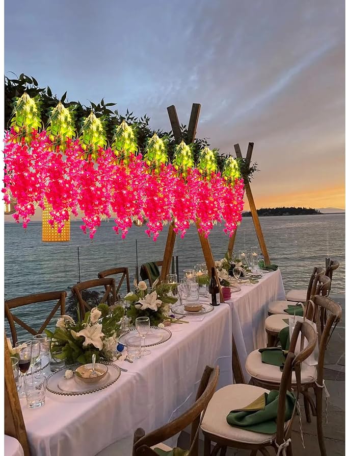 12 Pack Fuchsia Wisteria Hanging Flowers Garland - Image 5