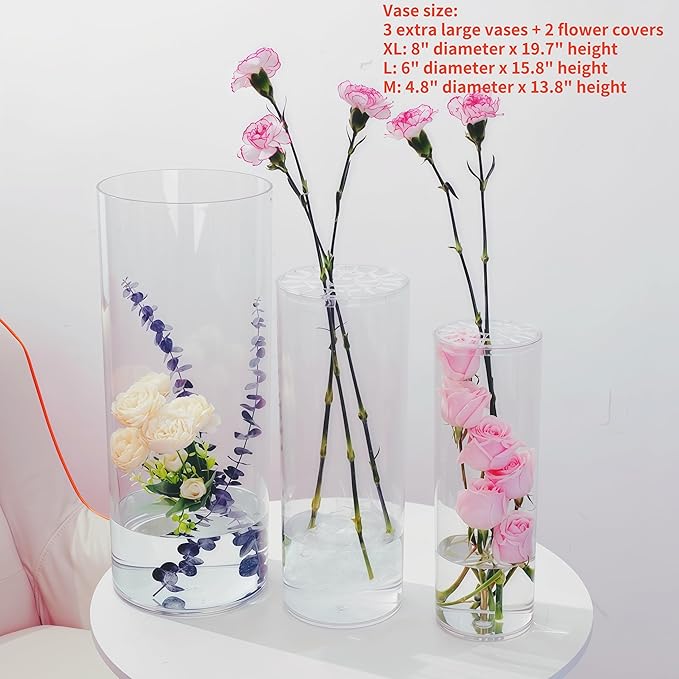 Extra Large Acrylic Cylinder Clear Vase - Image 9