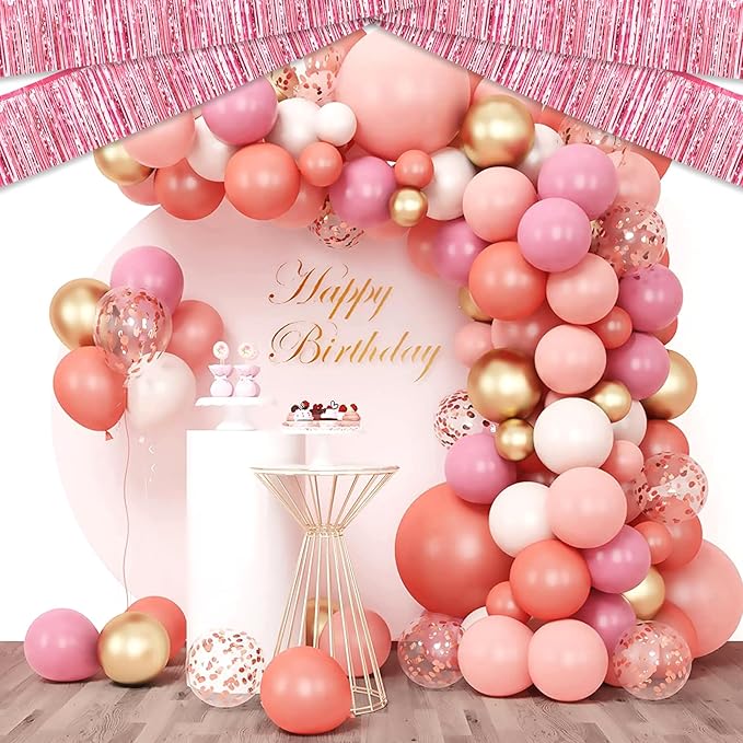 4 Pack 10 Feet Pink Foil Fringe Garland Metallic Tinsel Streamers Banner Wall - Image 3