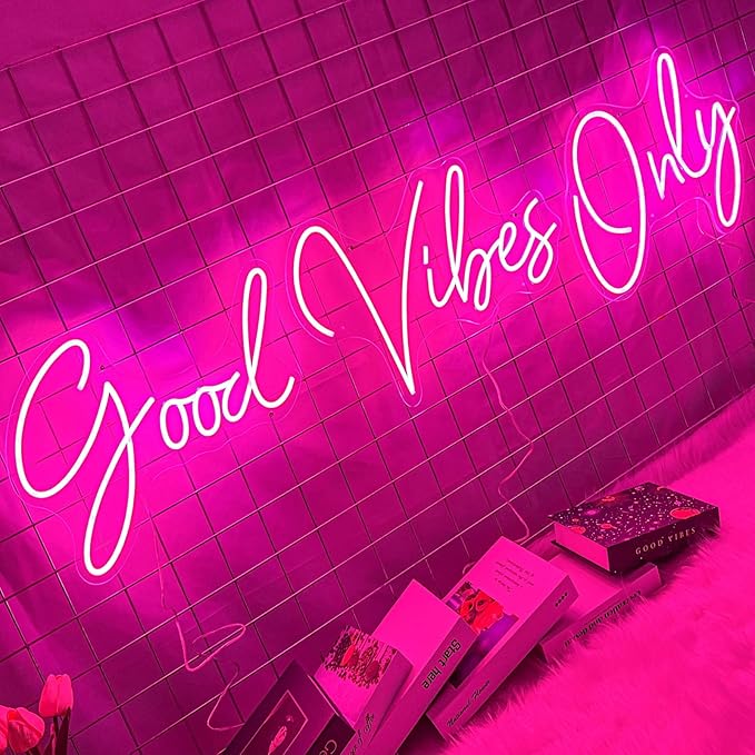 Good Vibes Only Neon Signs for Wall Decor -56.57" x 13.5" Pink large Neon Sign - Image 6