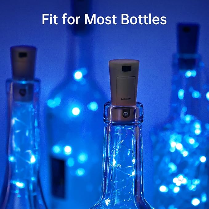 Aluan Wine Bottle Lights with Cork 10 Pack 20 LED Christmas Mini Fairy Lights - Image 3