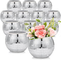 Jinei 12 Pcs Disco Vases Bulk Silver Mirror Disco Ball Flower Glass Ball by Jinei