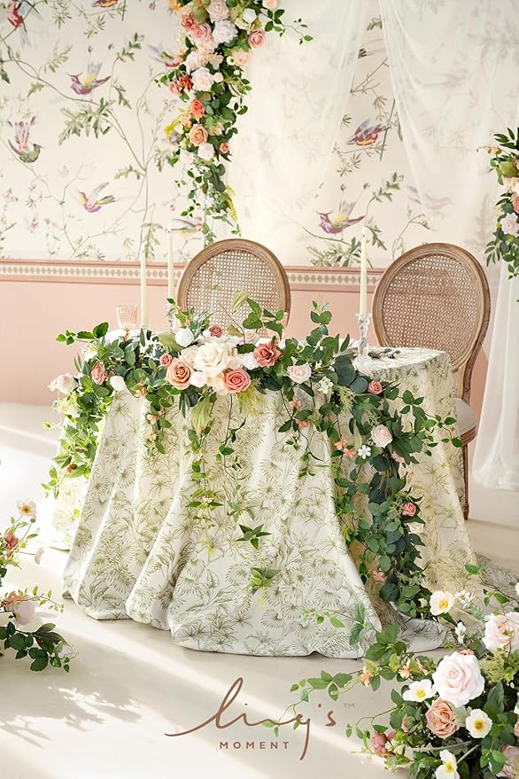Ling's Moment 9FT Spring Eucalyptus & Willow Leaf Flower Garland - Image 2