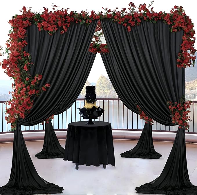 40 ft x 10 ft Wrinkle Free Black Backdrop Curtain - Image 8
