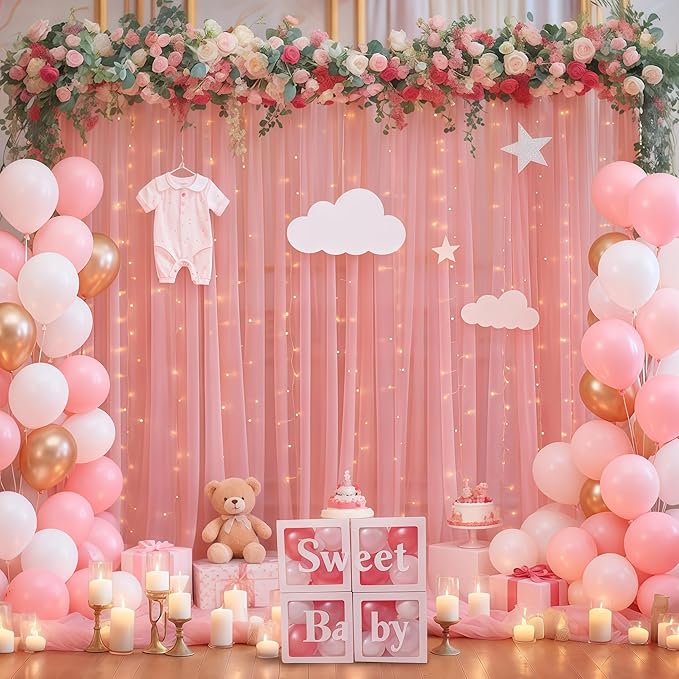 10×10ft Dusty Rose Tulle Backdrop Curtain - Image 4