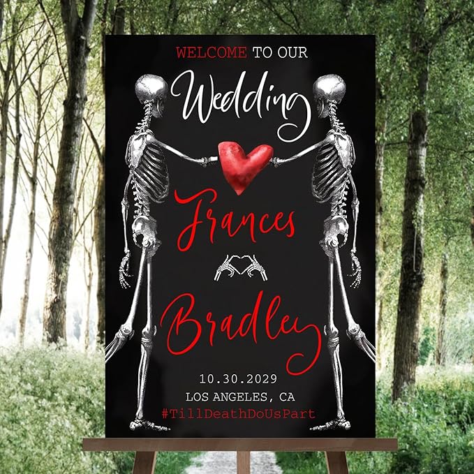 Welcome To Our Wedding Sign, Gothic Wedding Welcome Sign, Dark Romantic Goth - Image 2