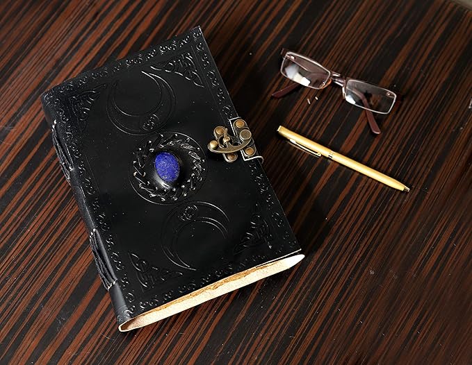 cuero 3 Moon Blue Lapiz Embossed Vintage Leather Journal | 240 Pages of Antique - Image 6