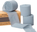 3 Rolls Dusty Blue Handmade Chiffon Ribbon, 1.5" x 21Yd Frayed Fringe Silk by KEOSREE