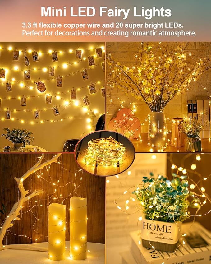 20 Pack Fairy Lights Battery Operated 3.3ft 20 LED Mini String Lights Copper - Image 5