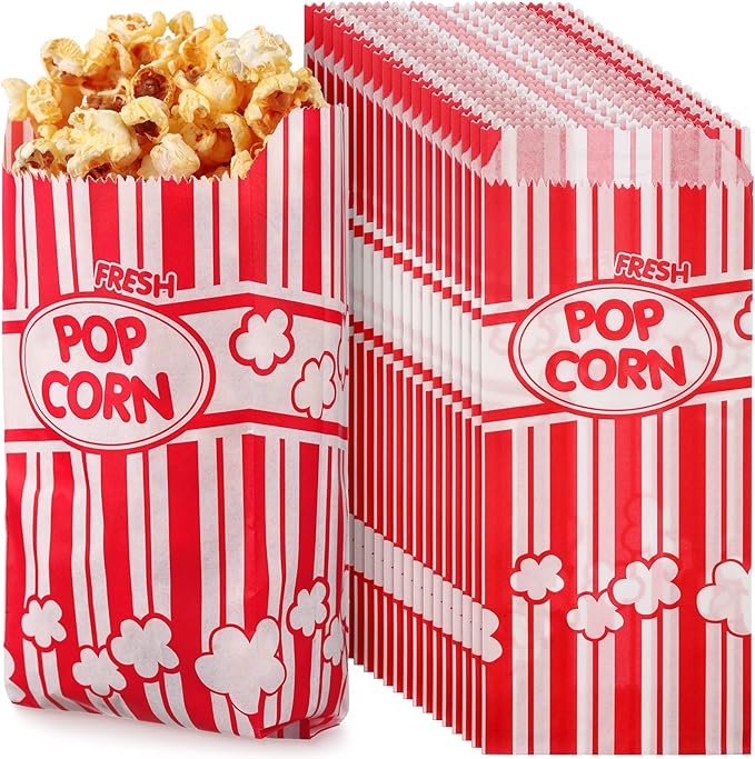 300 Pcs Popcorn Bags Paper Grease Resistant Popcorn Bags Disposable Red and by Potchen