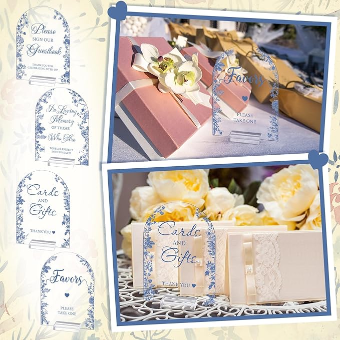 4 Pcs Flower Acrylic Wedding Signs - Image 5