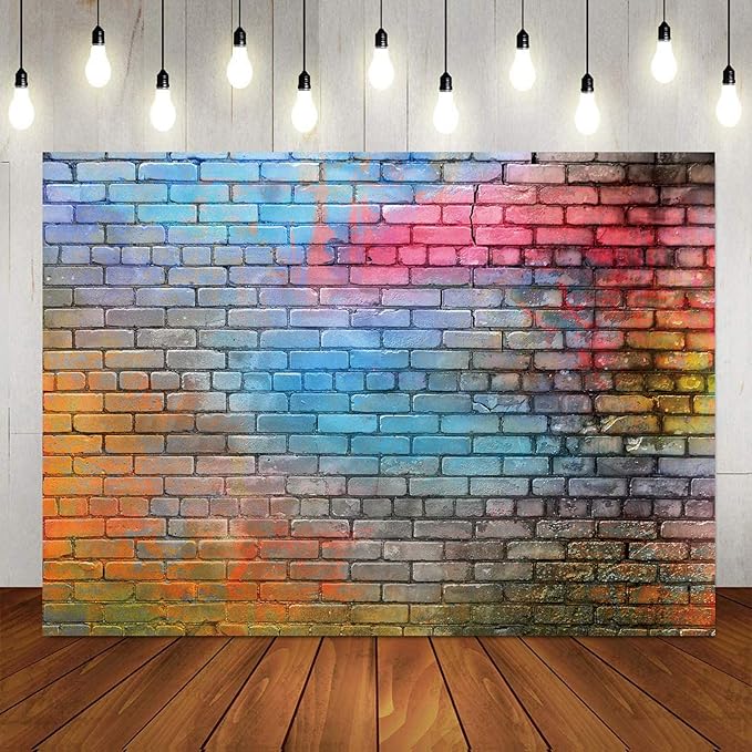 LTLYH 8x6ft Colorful Brick Wall Photo Backdrop Baby Birthday Wedding Party by LTLYH