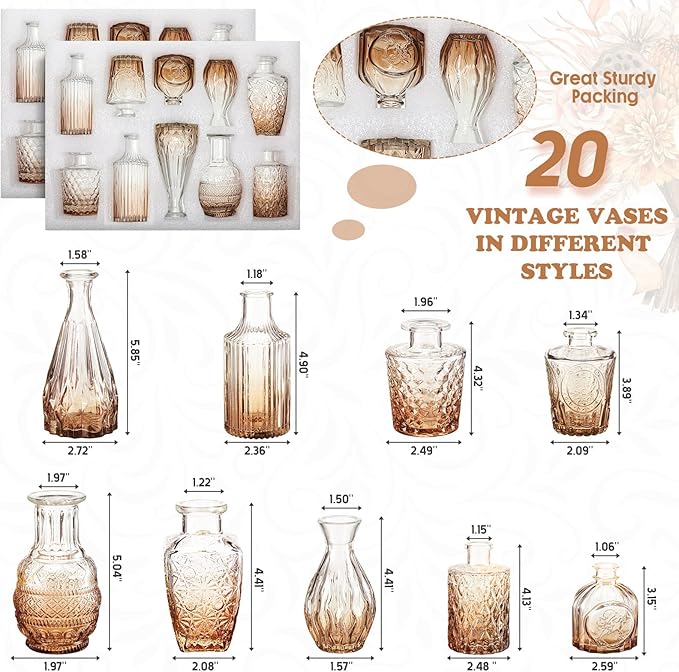 20 Pcs Glass Bud Vase Set Small Vintage Flower Vase in Bulk - Image 2
