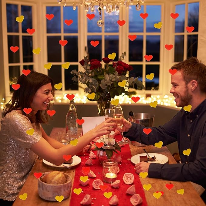 200 Pcs Red Gold Heart Paper Confetti - Image 6