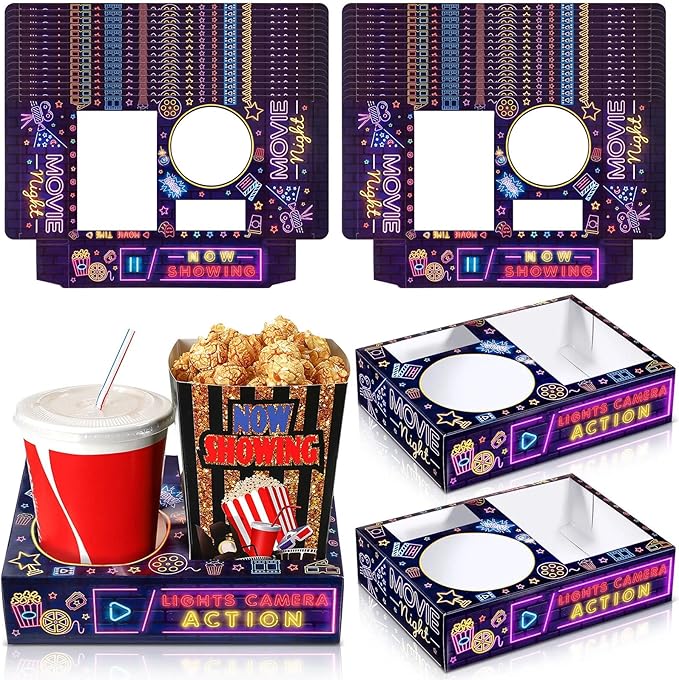 Faccito 36 Pcs Movie Night Snack Trays Movie Theater Snack Boxes Night Supply by Faccito