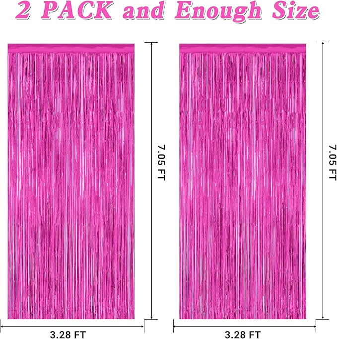 2 Pack Hot Pink Party Decorations, 3.28 FT x 7.05 FT Hot Pink Backdrop - Image 2