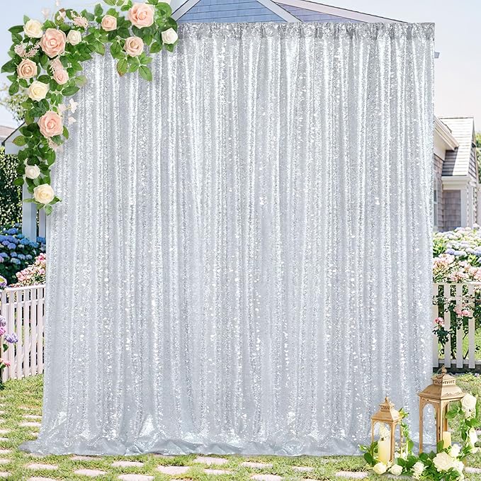 Silver Backdrop Curtains for Birthday - Image 5