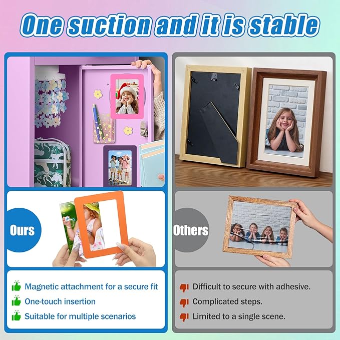 24 Pcs Magnetic Picture Frames for Refrigerator, 8 Colors Magnet Photo Frame - Image 6