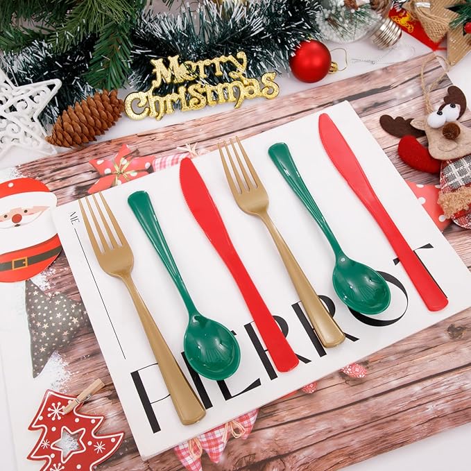 WDF 180 Pieces Plastic Christmas Silverware - Image 4