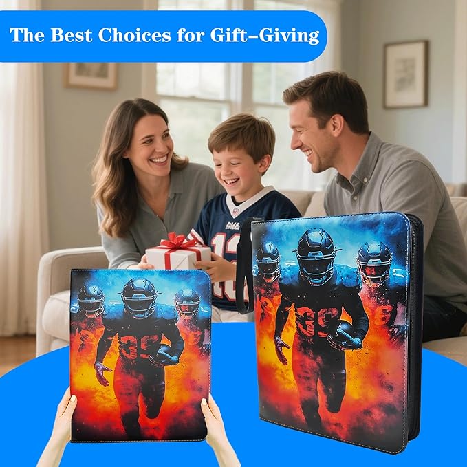 Trading Card Binder 4 Pocket, Pockets Football Card Binder, Premium Double - Image 6