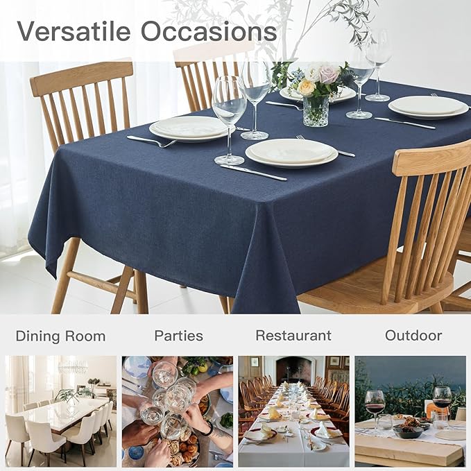 maxmill Rectangle Linen Texture Tablecloth Stain Proof Waterproof Wrinkle Free - Image 9