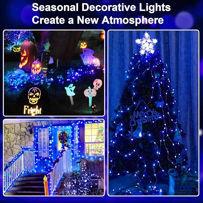 2 Pack 16Ft 50 LED Blue Fairy Lights Mini String Lights Waterproof - Image 5