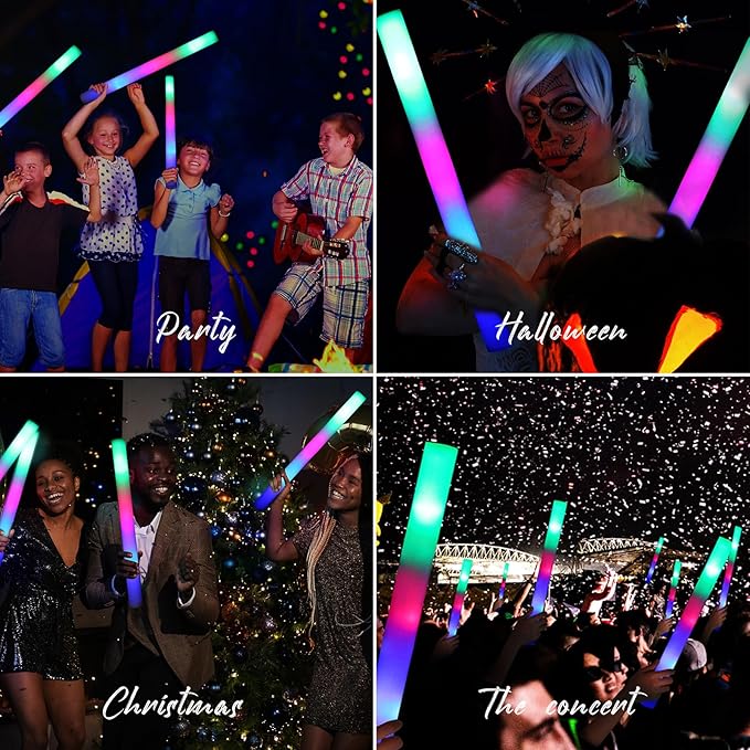 Pack of 100 Custom LED Party Foam Light Sticks Batons - Image 8