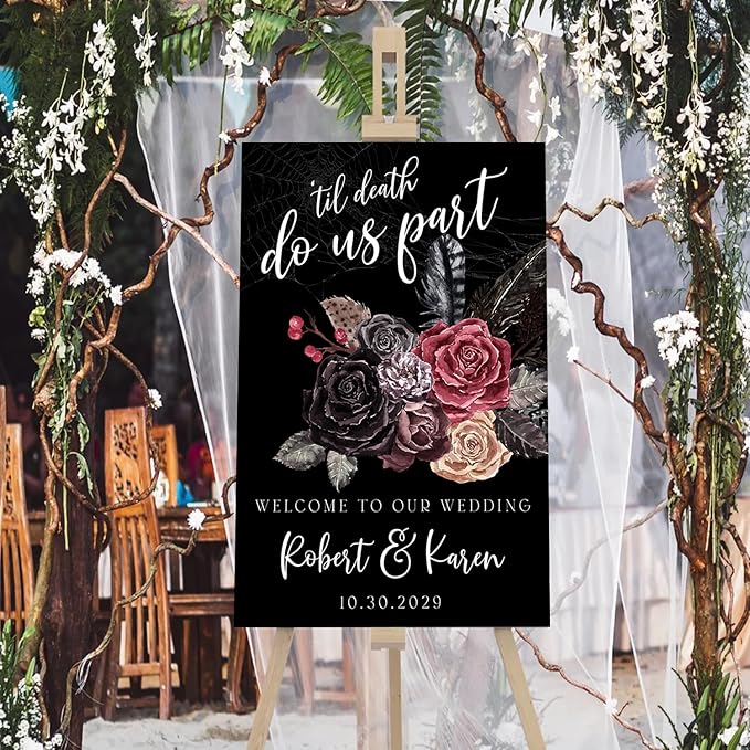 Welcome To Our Wedding Sign, Halloween Couples Shower, Gothic Love Wedding - Image 4