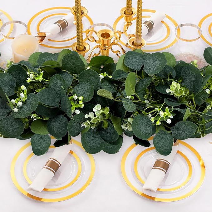 Eucalyptus Garland, 2 Packs 6FTGreen Flower Garland Decor, Artificial Faux - Image 3