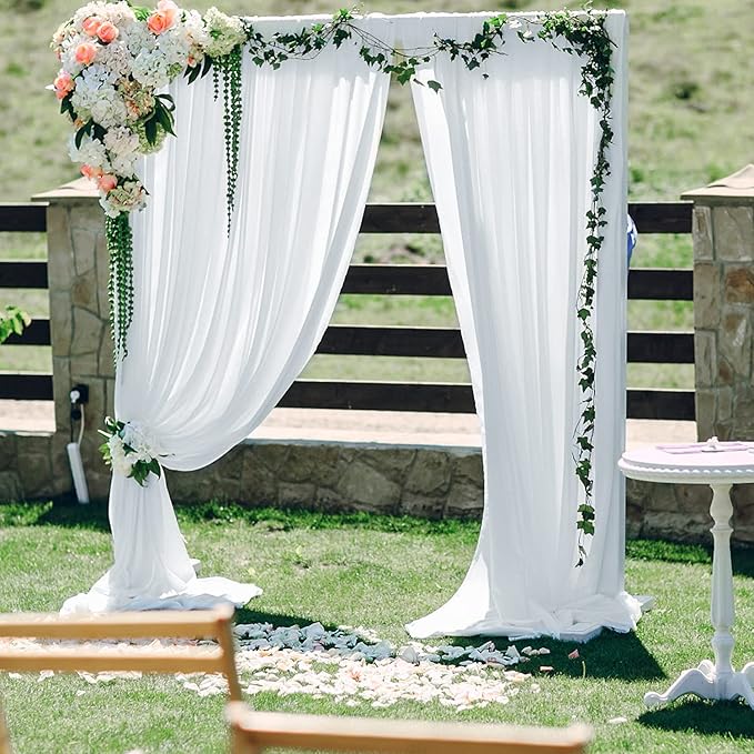 PARTISKY 10x7ft White Chiffon Backdrop Curtains - Image 6