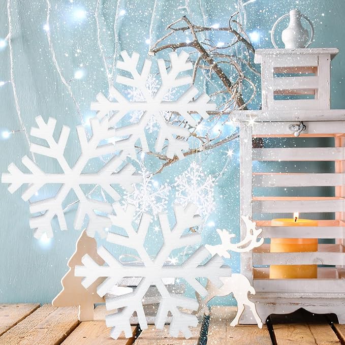 Thyle 3 Pcs Foam Snowflake Table Decor 3D Christmas Tabletop Signs Winter - Image 3